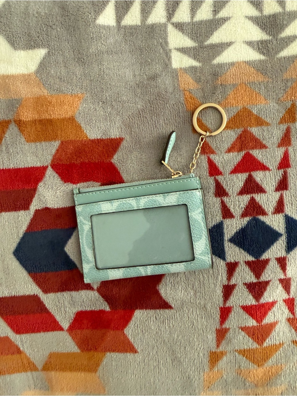 Coach Mint Signature Canvas Card Case Keyring - Picture 2 of 3